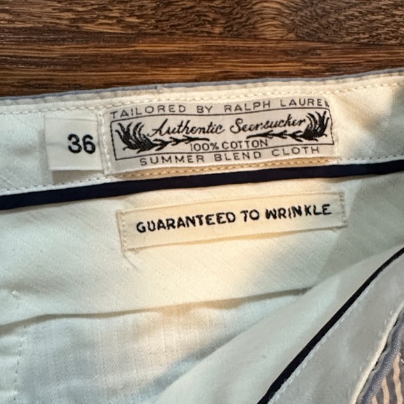 Ralph Lauren Men's Blue and White Striped Seersucker Chinos - Picture 2 of 5
